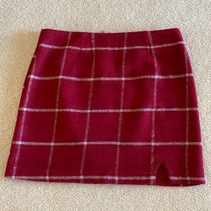 NWOT Lulus Spence Wine Red Plaid Mini Skirt